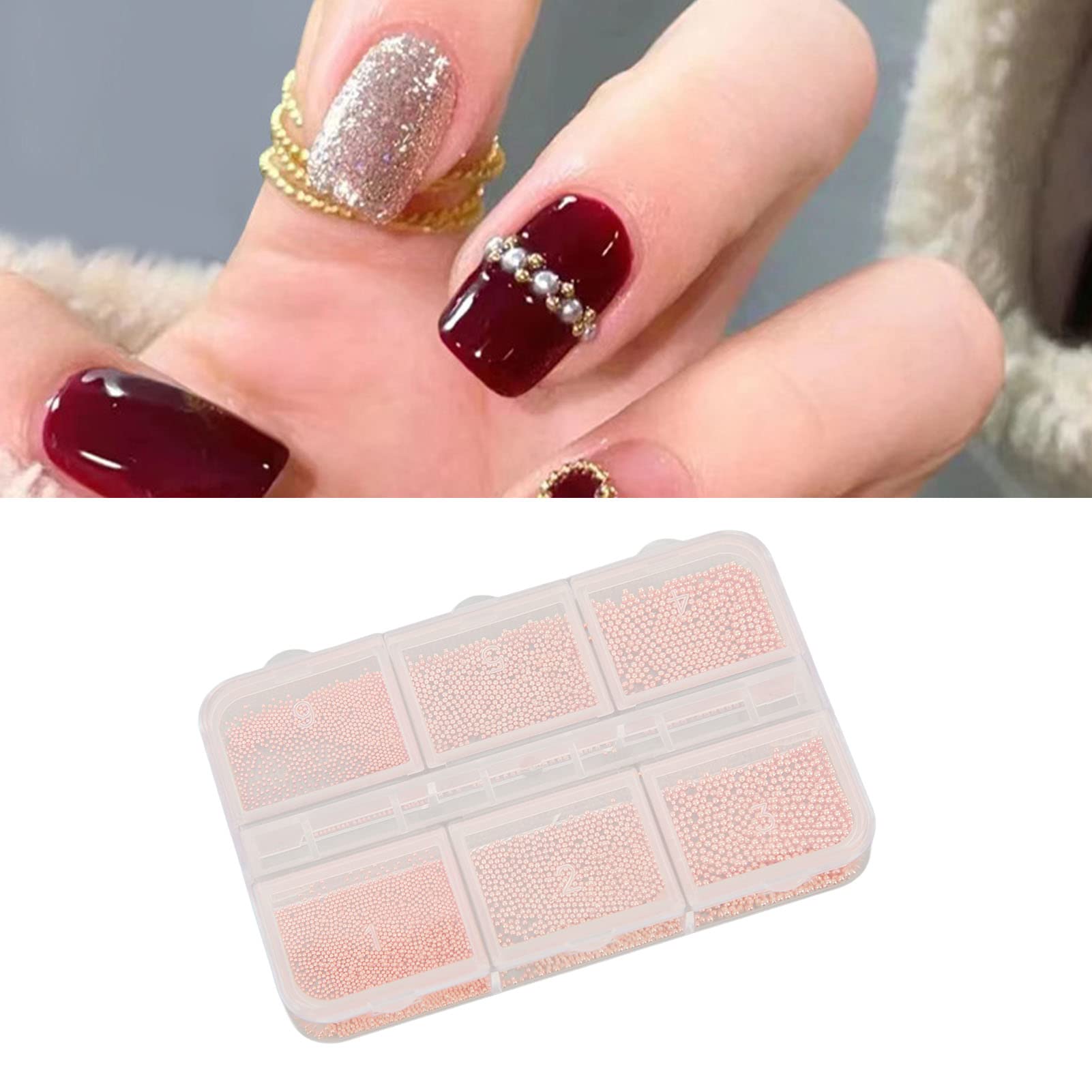 ANGGREK Gold Caviar Nail Beads - 24K Rose Gold Nail Art Beads for DIY Nail Decoration | Professional & Home Salon Use | Perfect for Nail Artists & Beginners | Wedding, Party, Special Occasion Nail Designs