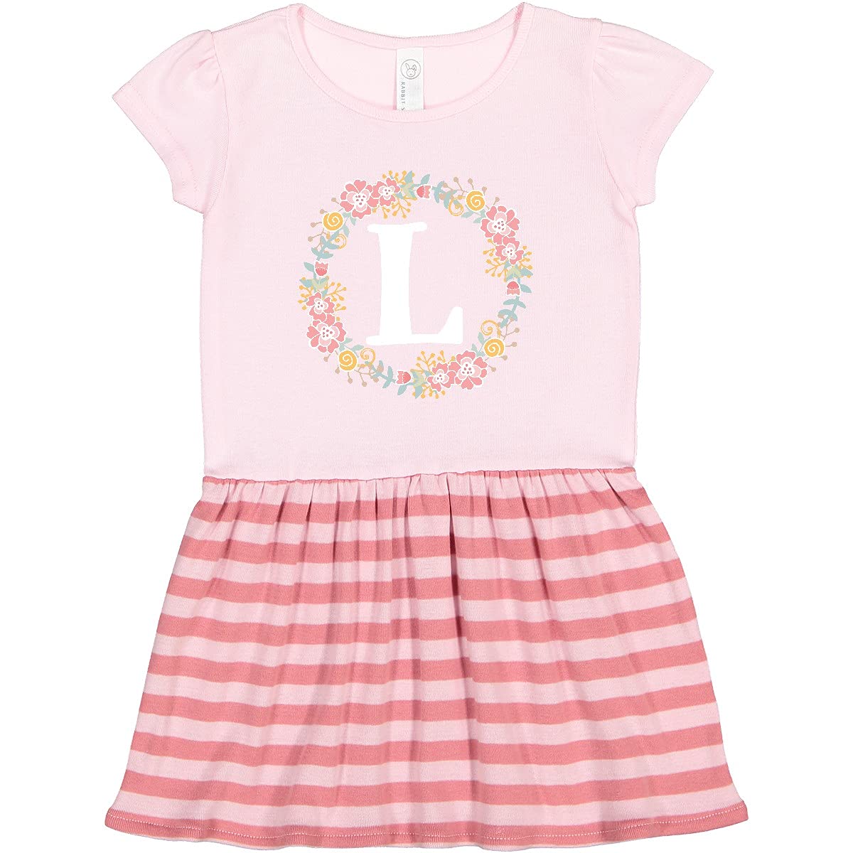 Inktastic Monogram Letter L Rose Floral Wreath Toddler Dress - Cute Baby Girl Outfit for Birthday, Photo Shoots & Special Occasions