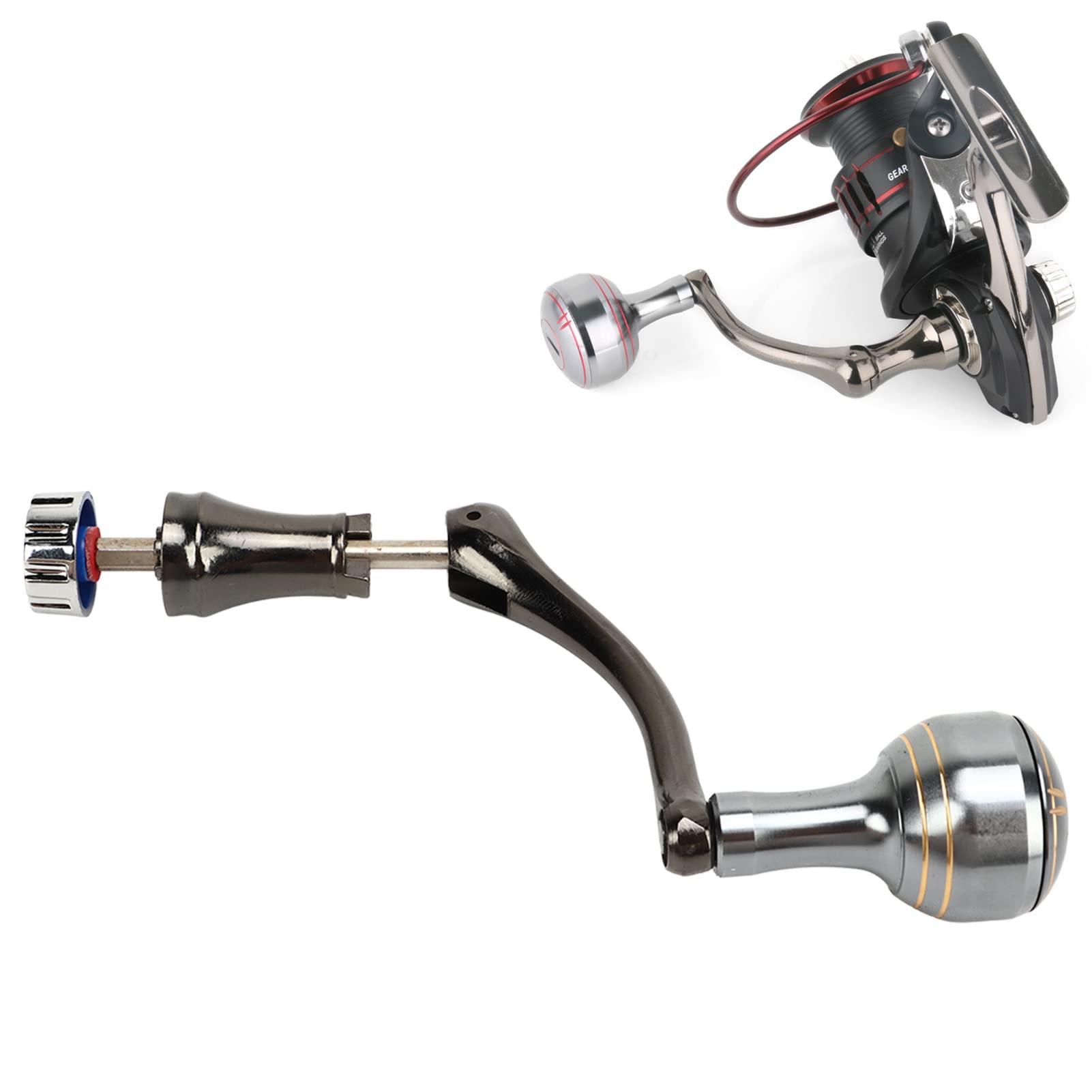 VBESTLIFE Aluminum Alloy Fishing Reel Handle - Smooth Spinning Reel Rocker Arm with Ball Grip for Saltwater & Freshwater Fishing Gear | Perfect for Bass, Trout, and Saltwater Anglers