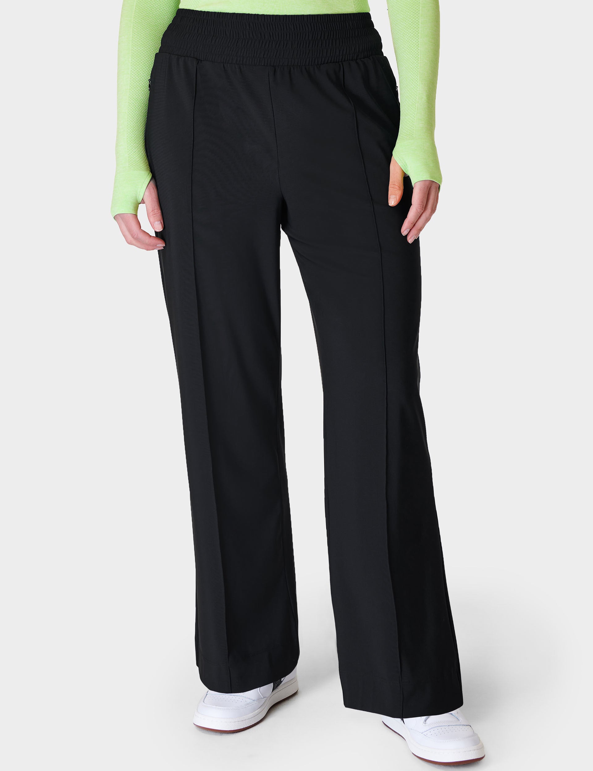Explorer Wide Leg Track Pants for Women - Comfortable High Waisted Athletic Joggers - Black Workout & Lounge Pants for Yoga, Running & Casual Wear