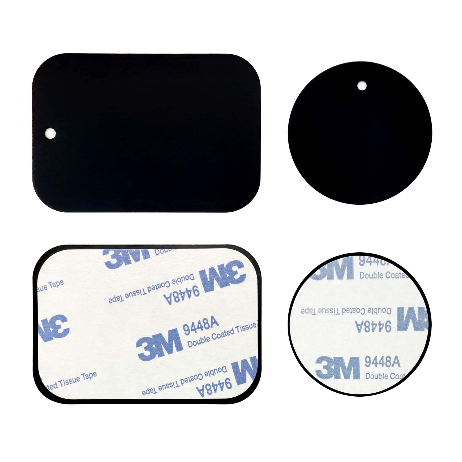 12-Pack Metal Phone Plates for Magnetic Car Mount - 6 Rectangle & 6 Round, Black | Secure Smartphone Mounting