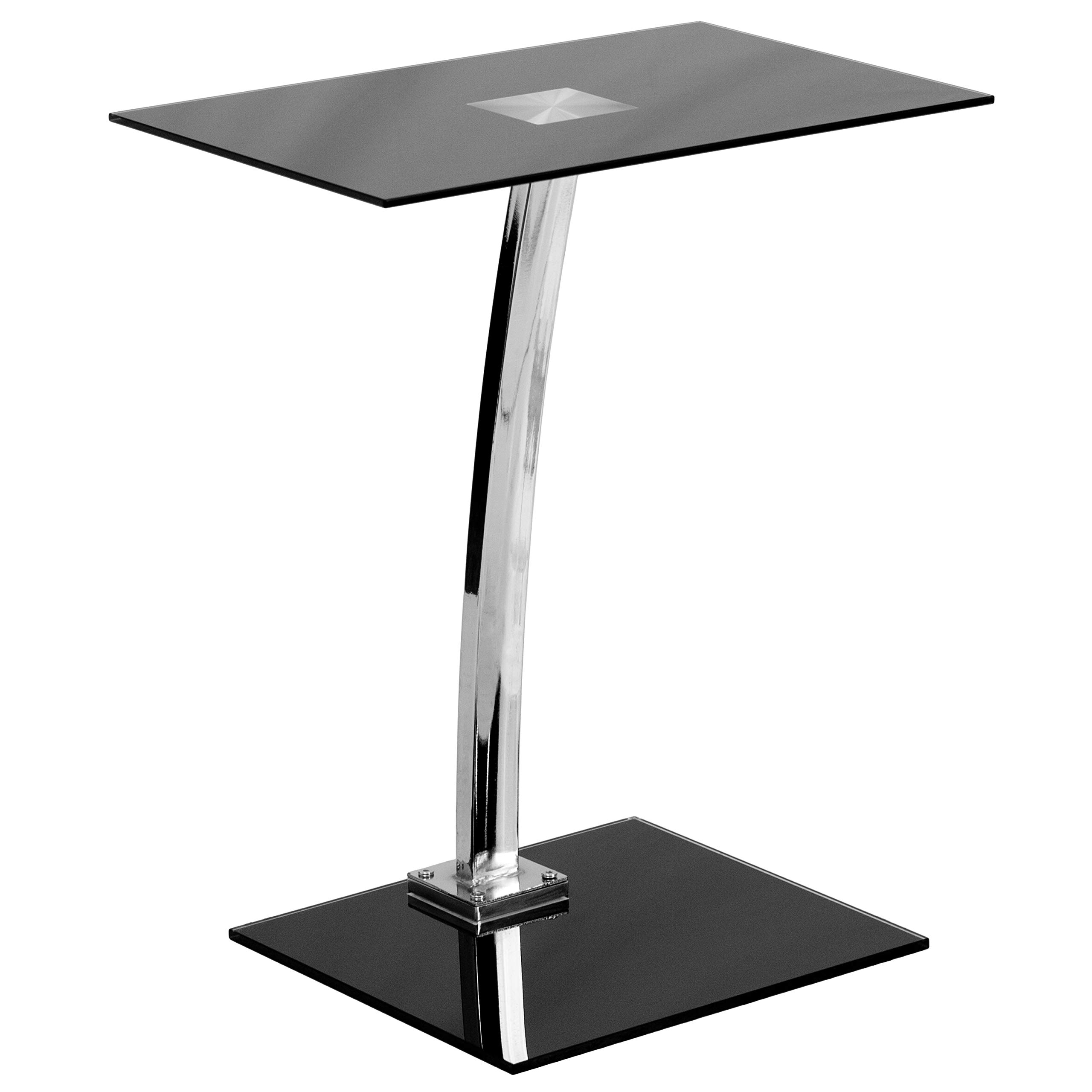 Flash Furniture Eads Modern Laptop Desk with Black Tempered Glass Top - Compact Home Office Desk for Small Spaces, Perfect for Remote Work & Study