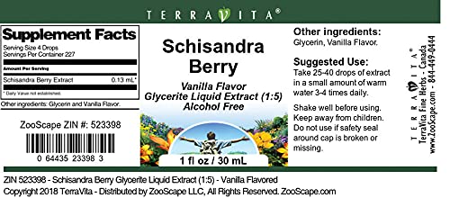 Organic Schisandra Berry Glycerite Liquid Extract (1:5) - Vanilla Flavored Herbal Supplement - 1 oz Bottle (3 Pack) - Supports Immunity & Stress Relief - Perfect for Tea, Smoothies & Wellness Drinks