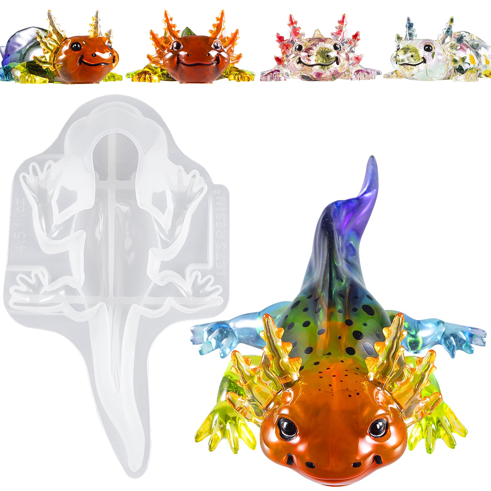 Large Axolotl Resin Molds Silicone - 3D Detailed Animal Epoxy Molds for DIY Crafts, Gifts & Home Decor | Flexible, Thickened & Easy Demold Silicone Molds for Resin Art, Jewelry Making & Creative Projects