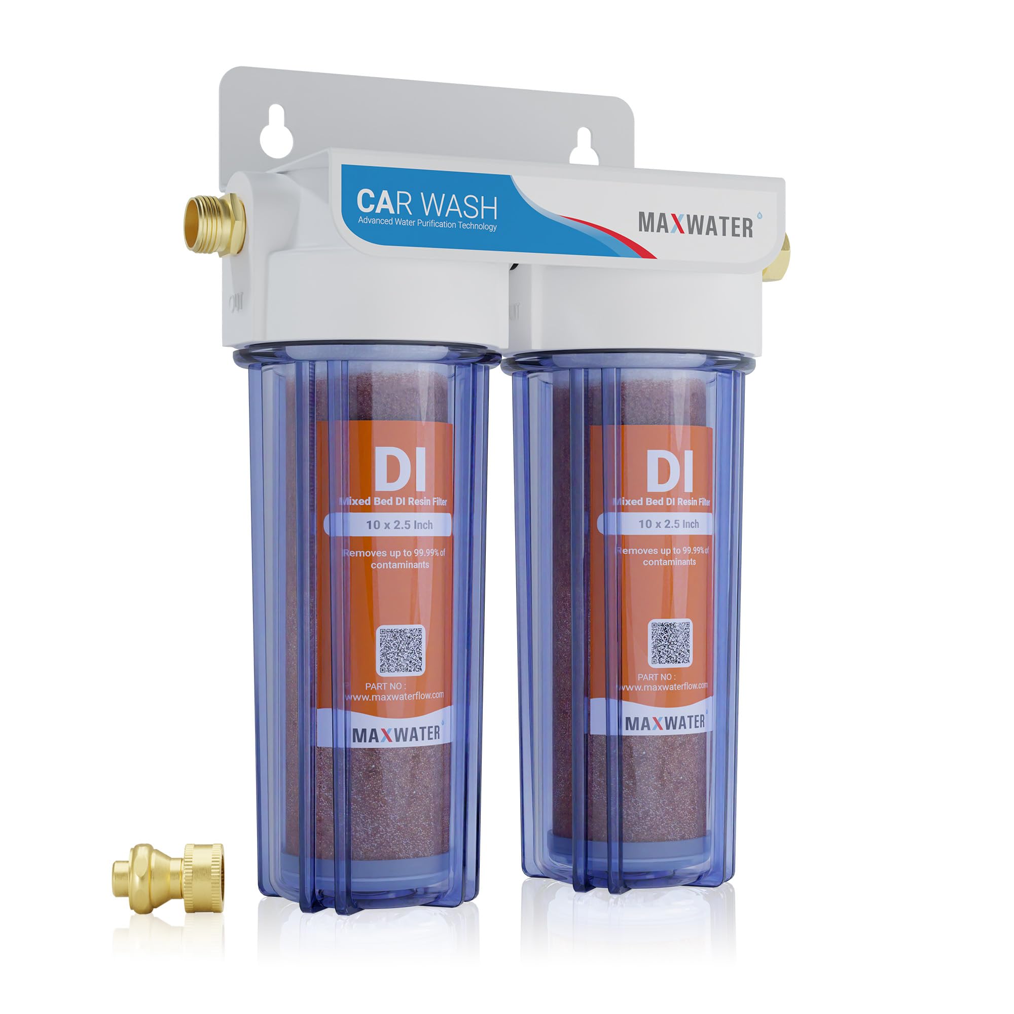 Max Water 2 Stage Deionized Spot Free Car Rinse System - Premium Water Deionizer for Car, RV & Motorcycle Washing - 2 DI Filters with 45-80 PSI - 3/4