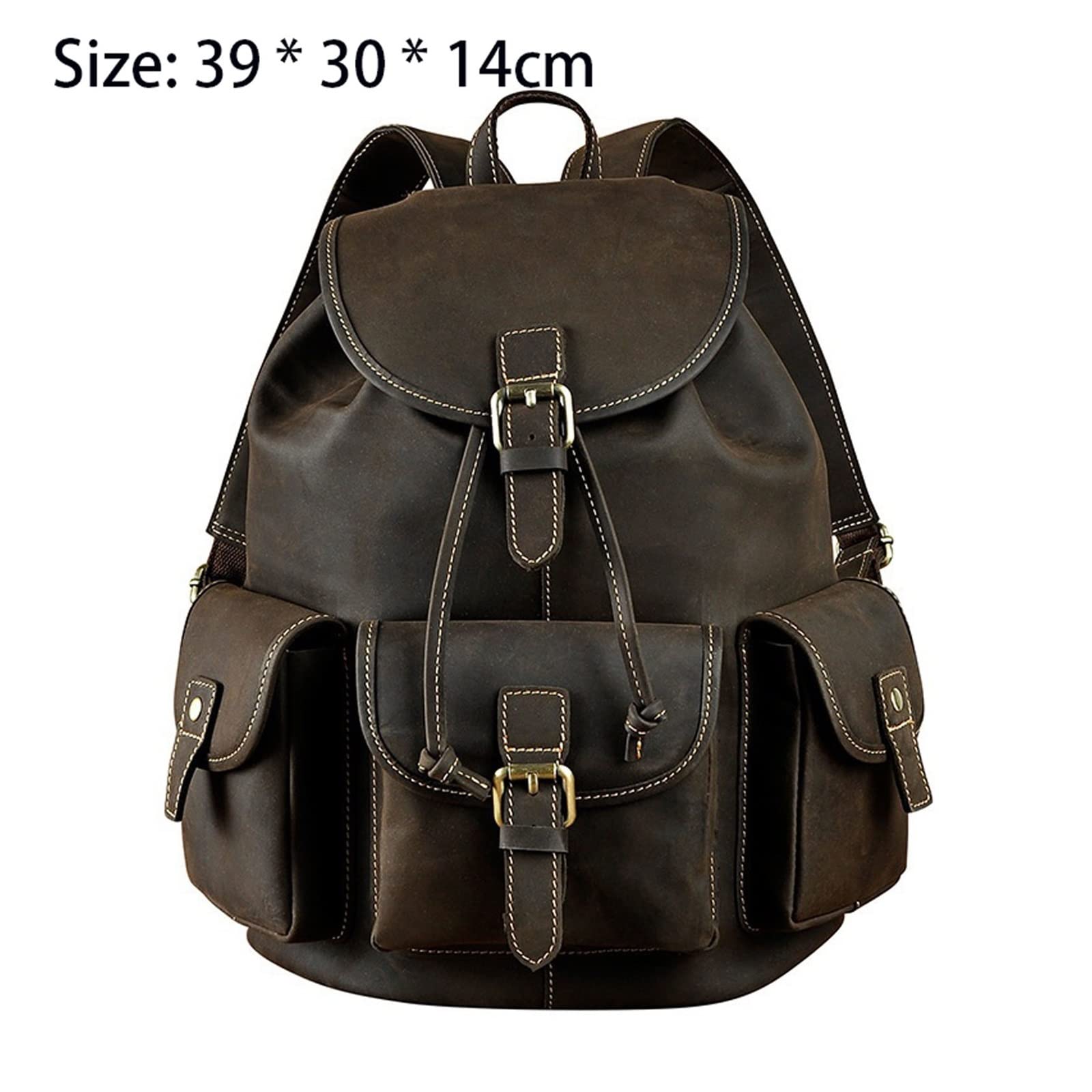 WOBBLO Genuine Leather Hiking Backpack for Men - Lightweight Travel Daypack, Durable College Laptop Bag & Casual Knapsack - Perfect for Outdoor Adventures, Commuting and Campus Use
