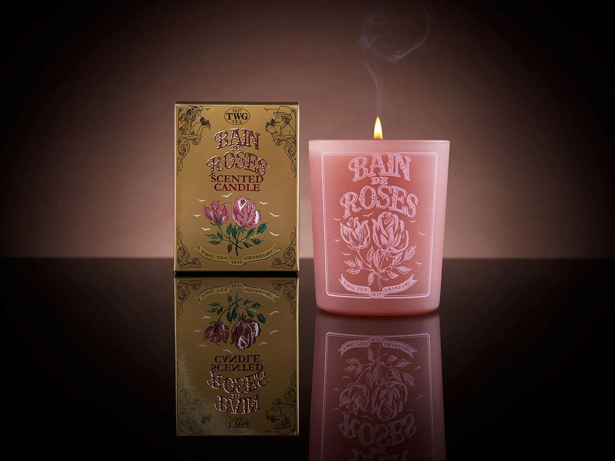 TWG Bain de Roses Tea Scented Candle - Luxury Scented Soy Wax Candle with Rose & Tea Fragrance for Home, Spa & Relaxation | Perfect for Aromatherapy, Meditation & Romantic Ambiance
