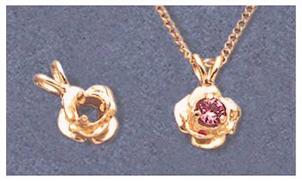 Sterling Silver or 14K Gold Rose Flower Pendant Setting - 2mm & 4mm Round - Handcrafted in USA - Perfect for Necklaces, Bracelets & Jewelry Making