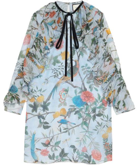 Gucci Tian Print Silk Plissé Dress for Women - Size M | Elegant Floral Design, Comfortable & Breathable Silk Fabric | Perfect for Parties, Weddings & Special Occasions