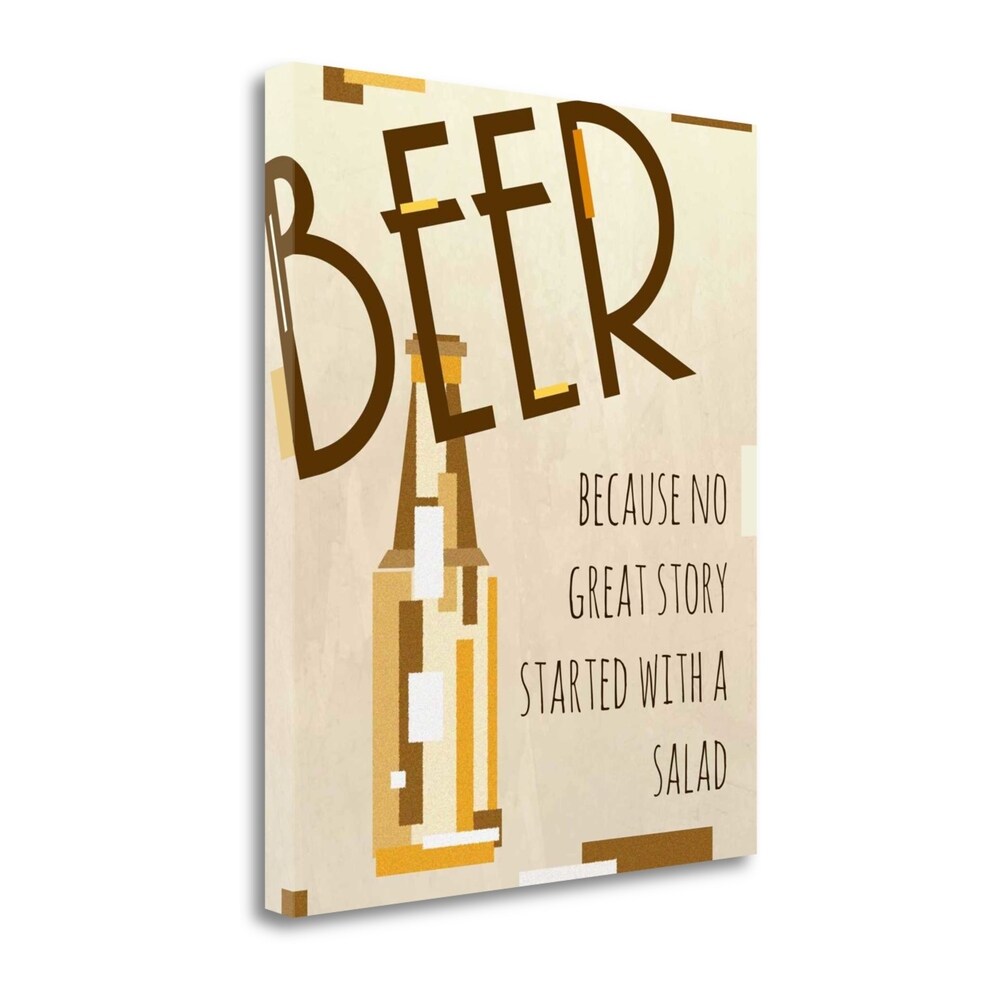 Beer No Great Story by Anna Quach - Premium Giclee Art Print on Gallery Wrapped Canvas, Ready to Hang Wall Decor - Perfect for Living Room, Bar, or Man Cave Decorations