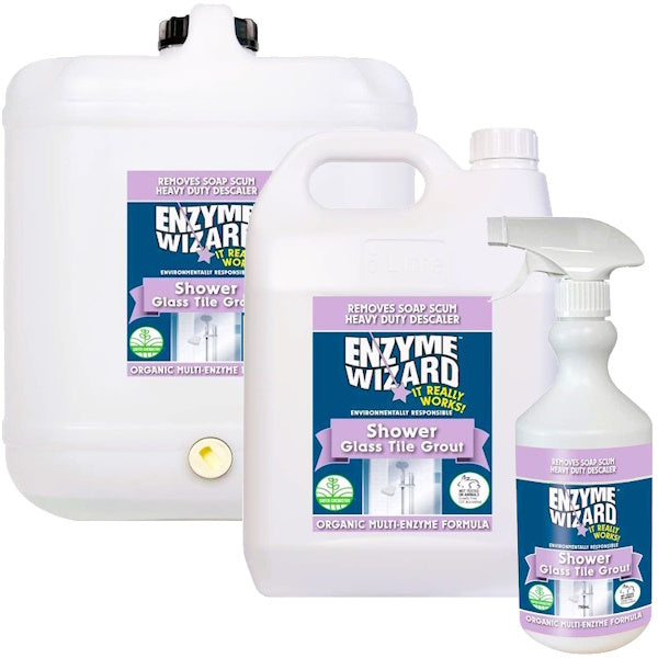 Enzyme Wizard Shower Glass Tile Grout Cleaner - Powerful Bathroom Cleaner for Stains & Mold Removal - Perfect for Shower Doors, Tiles & Grout Lines
