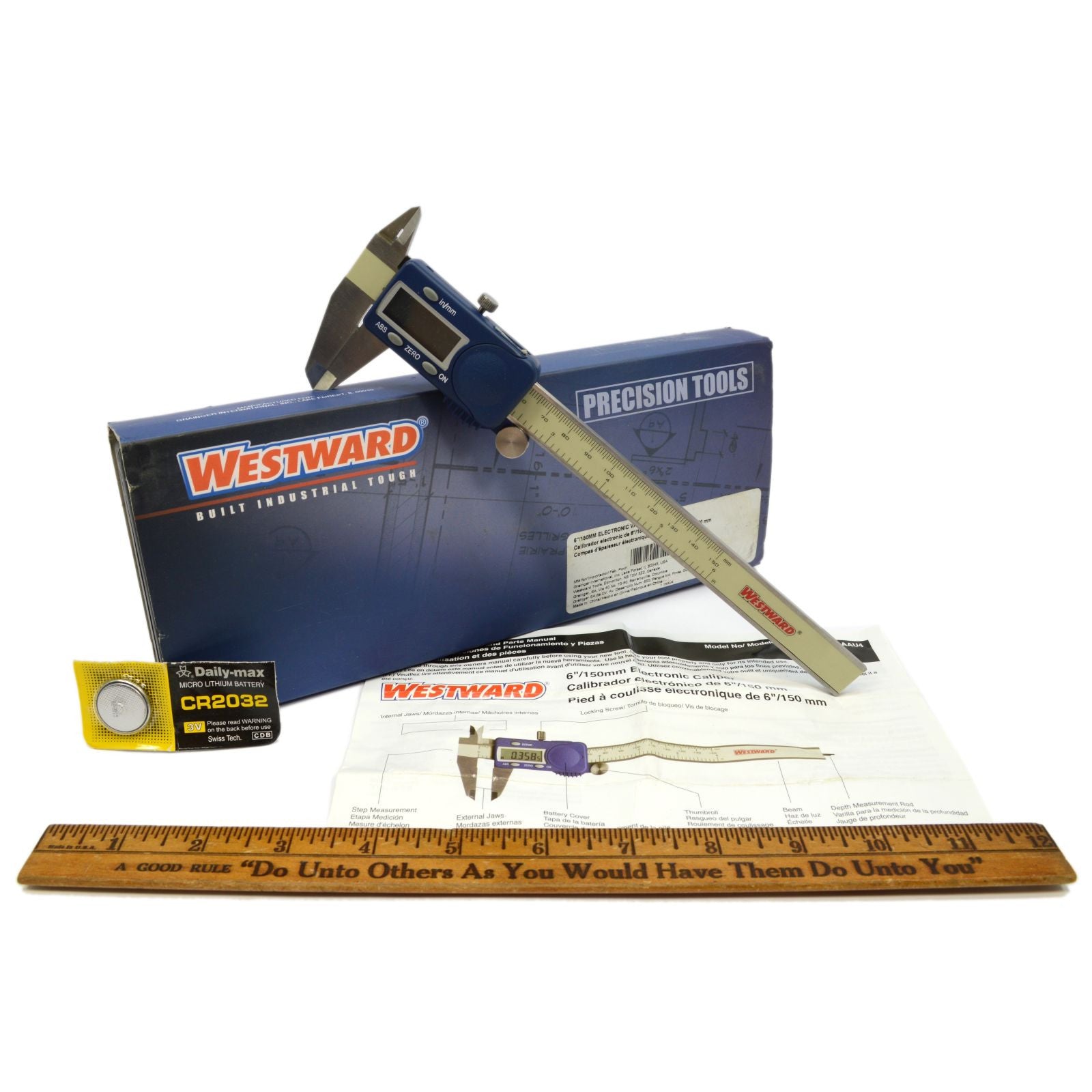 WESTWARD 6-Inch/150mm Digital Electronic Caliper No. 1AAU4 - High Precision Measuring Tool for Metalworking, Woodworking & Engineering | New in Box