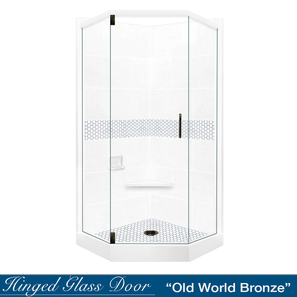 Natural Buff Sistine Stone & Pearl Hex Mosaic Tile - DIY Shower Remodel Kit for Bathroom, Backsplash, and Pool Accent Wall