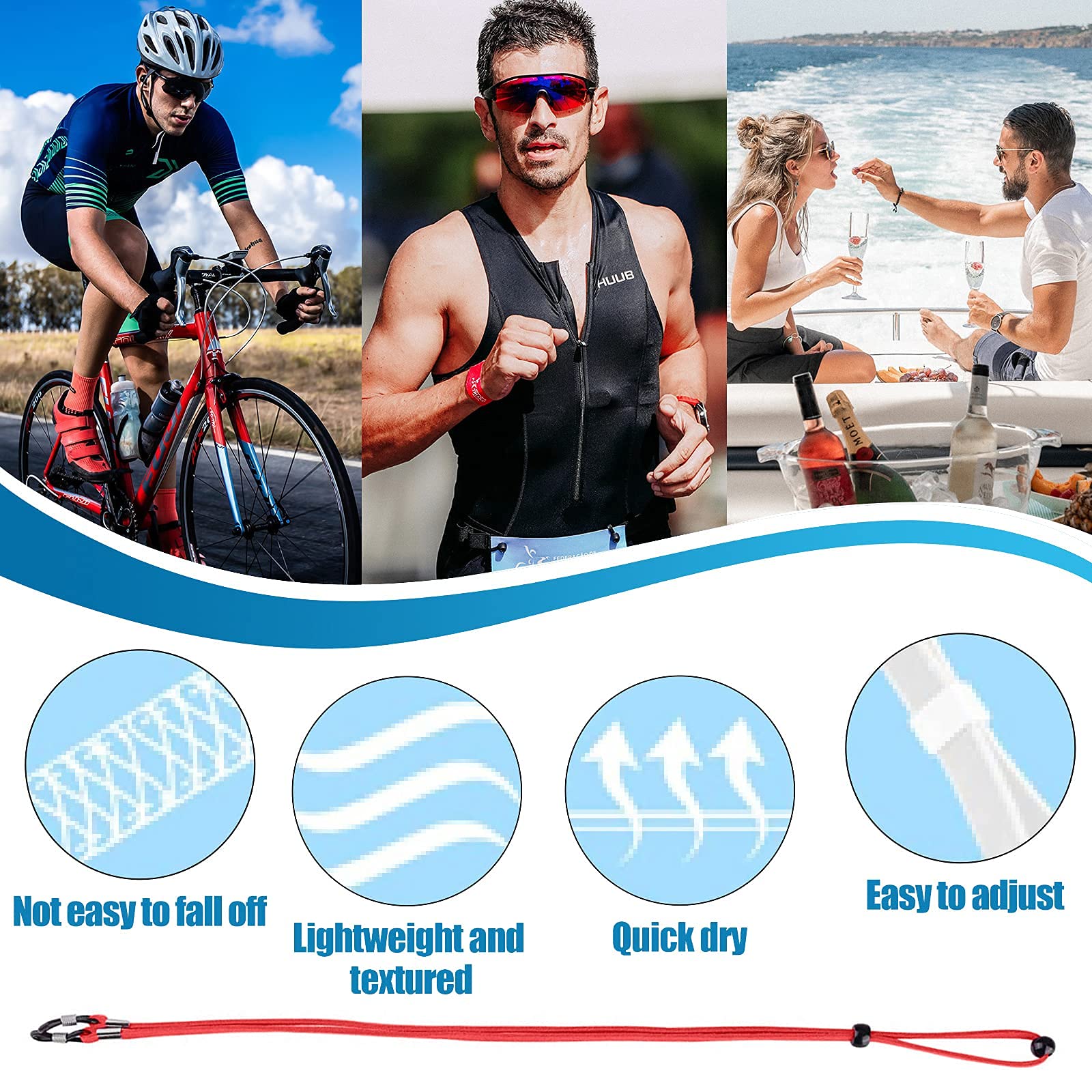 Adjustable PU Leather Eyeglass Strap - 5 Pack for Sports & Reading