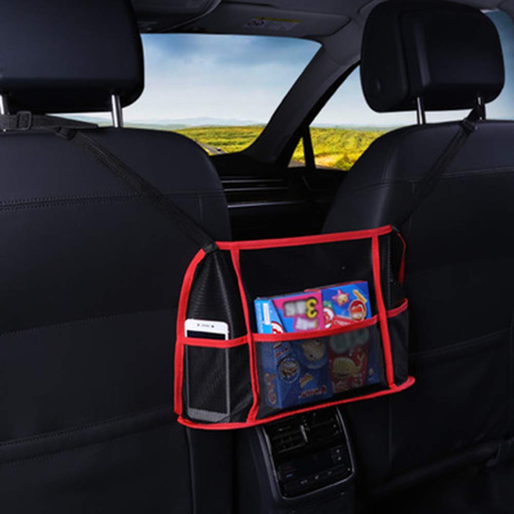 BUMVOR Car Seat Organizer - Back Seat Storage Net Pocket for Handbags, Purses, Phones & Documents - Pet & Kids Barrier Between Seats - Perfect for Road Trips, Commuting & Family Travel