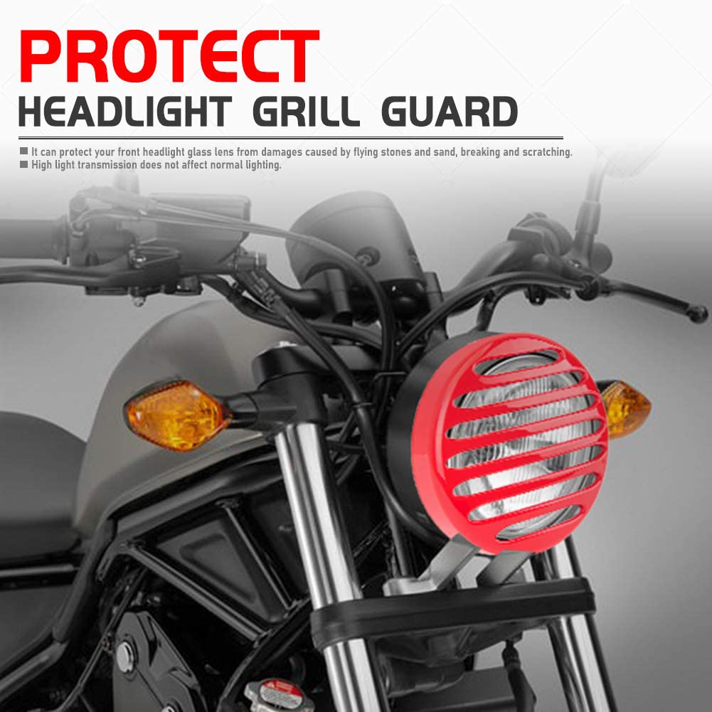 HONDA CMX Rebel 500 300 Motorcycle Headlight Grill Guard - Matte Black Headlight Cover Protector for CMX300 CMX500 (2017-2022) | Durable Front Light Protection for Night Riding & Off-Road Adventures