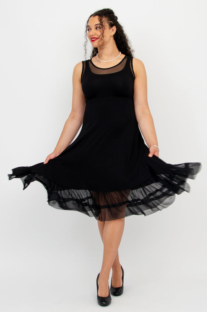 Danube Dress - Black Bamboo Fabric Women's Summer Dress for Casual Wear, Beach Outings, and Date Nights