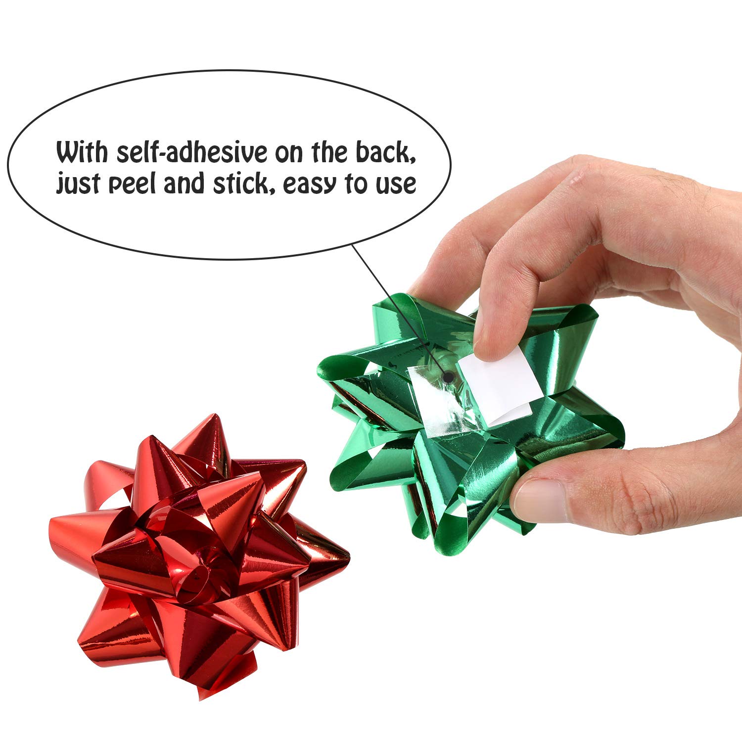 Tatuo 130pcs Self-Adhesive Christmas Gift Bows - Metallic Present Decor for Holidays
