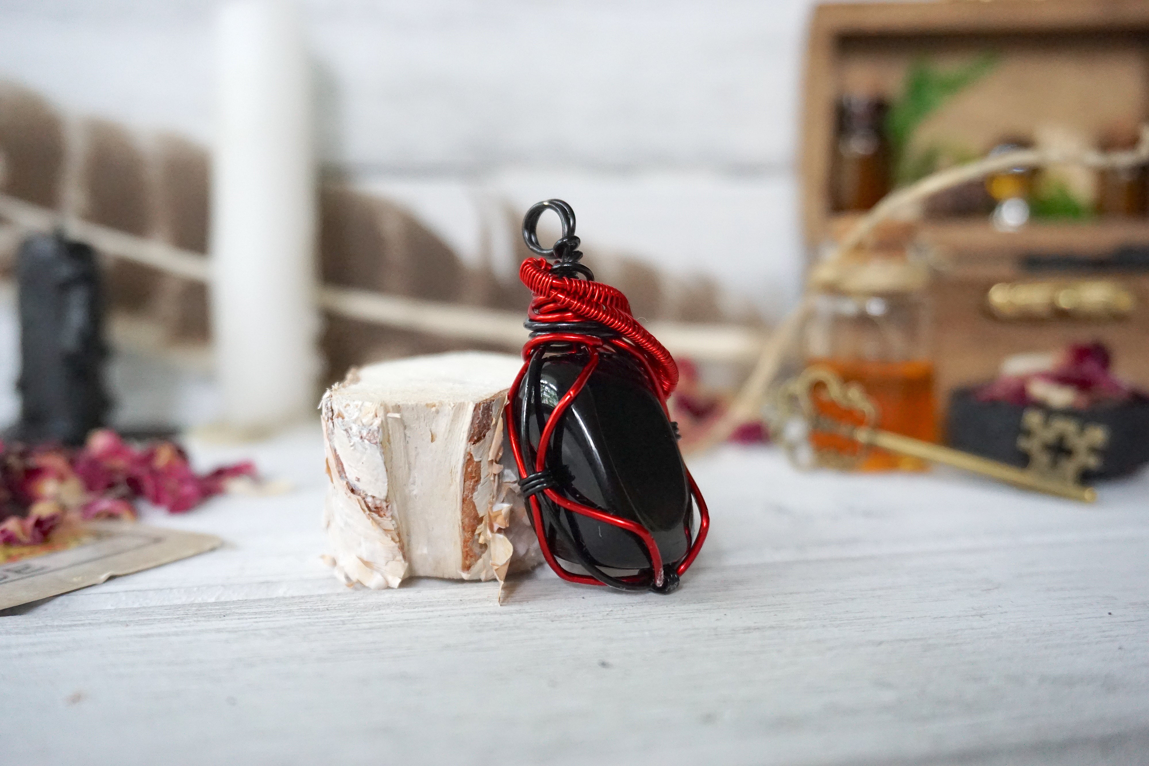 Aura Obsidian Collection - Obsidian Red Necklace for Women, Genuine Black Obsidian Stone Pendant, Healing Crystal Jewelry for Protection & Positive Energy | Perfect for Meditation, Yoga & Spiritual Gifts