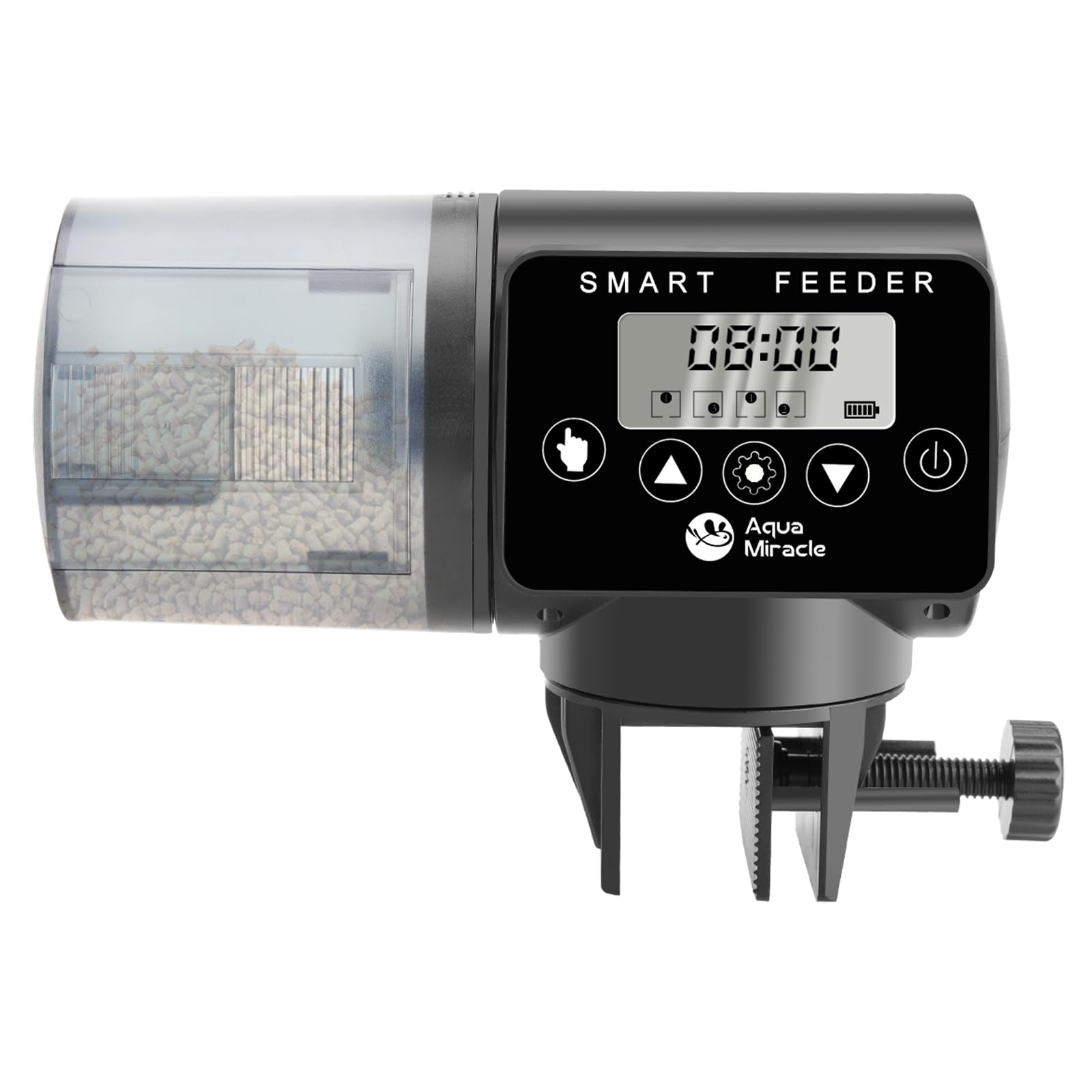 AquaMiracle Digital Automatic Fish Feeder for Aquarium - Programmable Timer with Adjustable Food Dispenser for Granules, Flakes & Pellets | Perfect for Vacation Care & Daily Feeding (LCD Display)