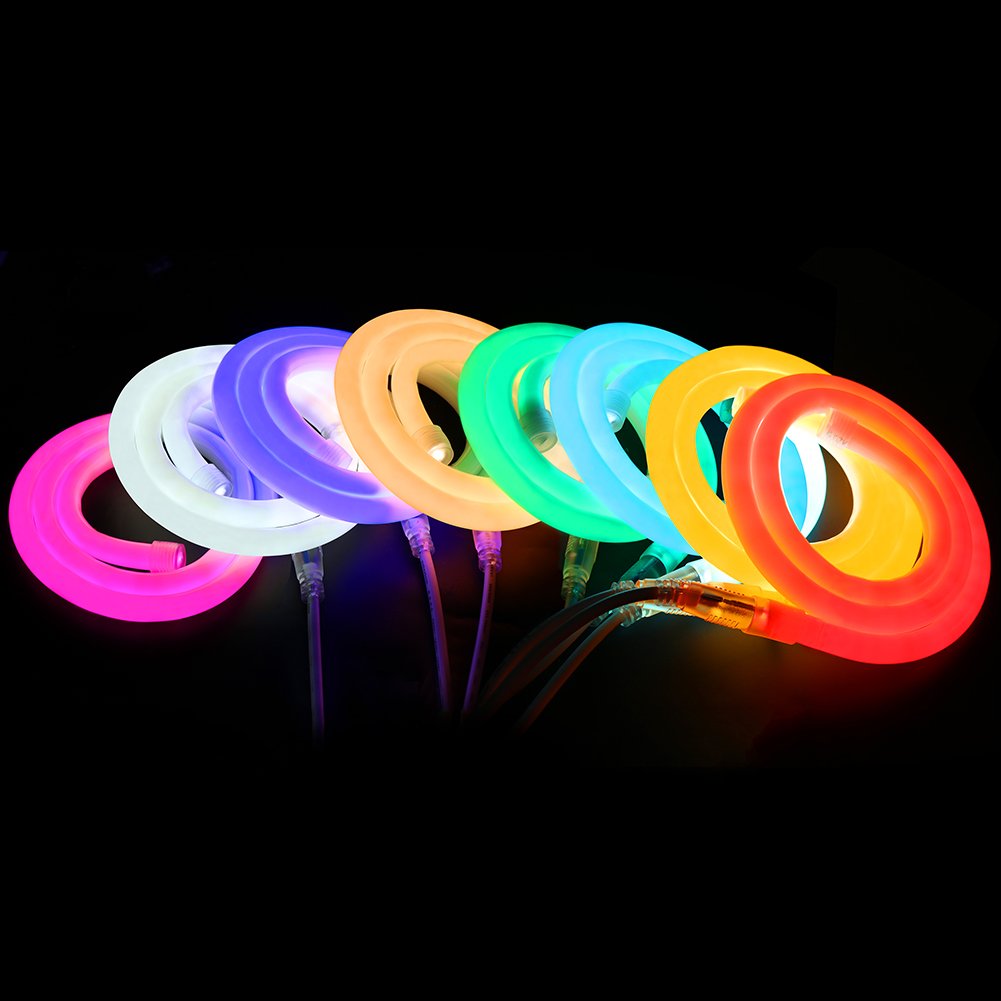 XUNATA 19.7ft LED Neon Rope Light - 12V DC 2835 Round Flexible 360° LED Strip Lights with 720 LEDs, Waterproof for Indoor/Outdoor Decoration (Ice Blue) - Perfect for Bedroom, Party, Wedding, Bar, and Holiday Lighting