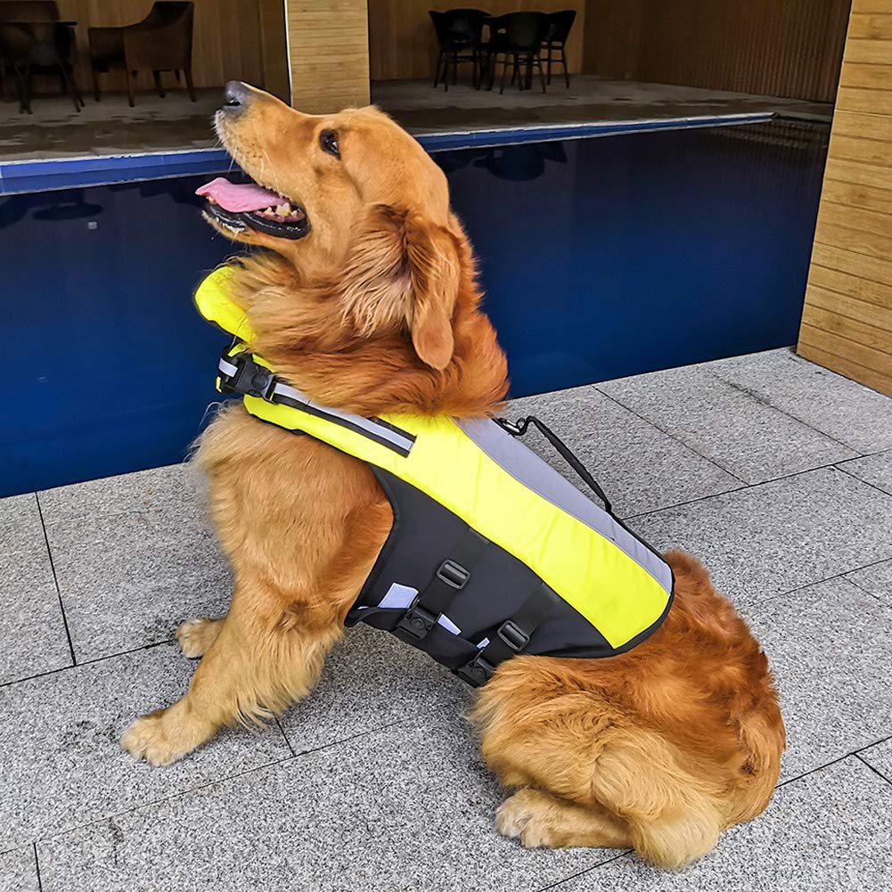 **Dog Life Jacket - Ripstop & Reflective Safety Vest with Rescue Handle, Enhanced Buoyancy for Swimming, Boating, Surfing | Portable & Foldable for Travel & Outdoor Adventures**
