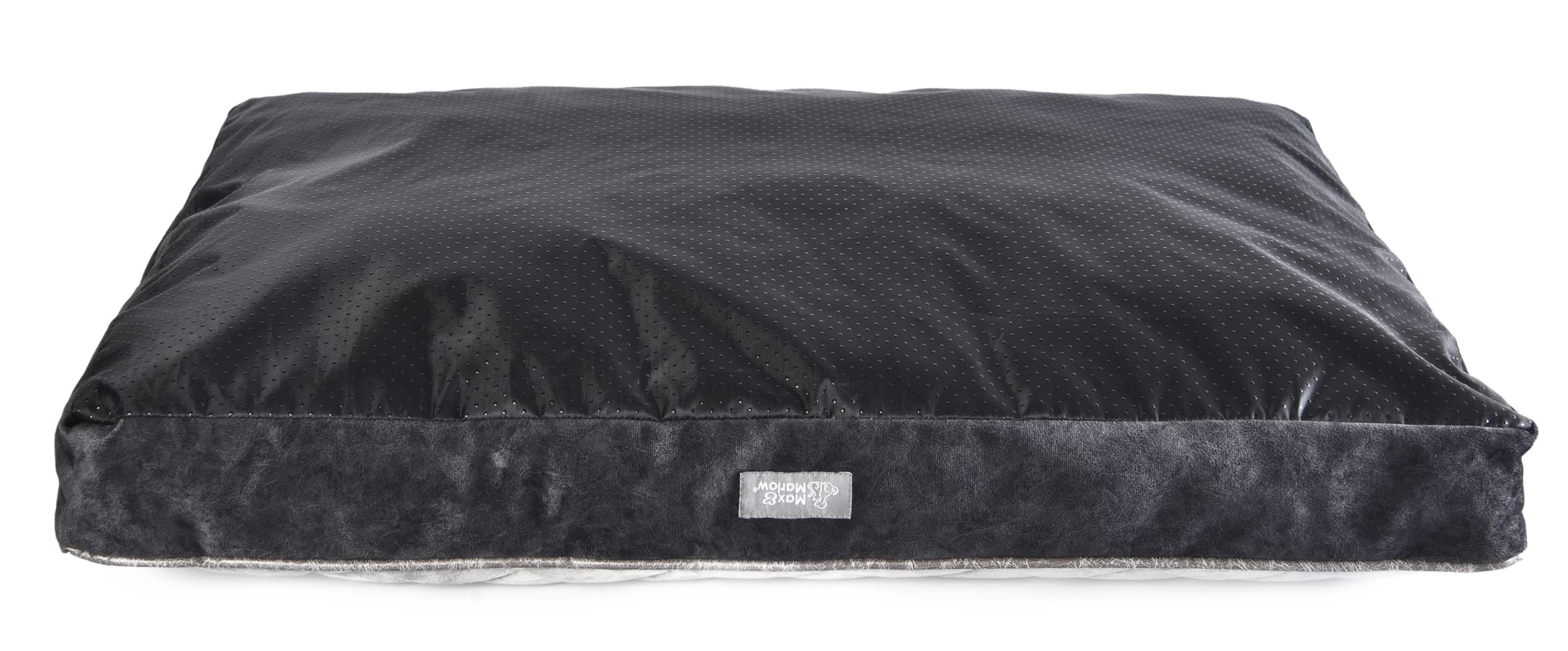 Max & Marlow Quilted Plush Pet Bed for Dogs & Cats - Non-Slip Bottom, Machine Washable, Large Gray Orthopedic Bed - Perfect for Living Room, Bedroom & Pet Travel