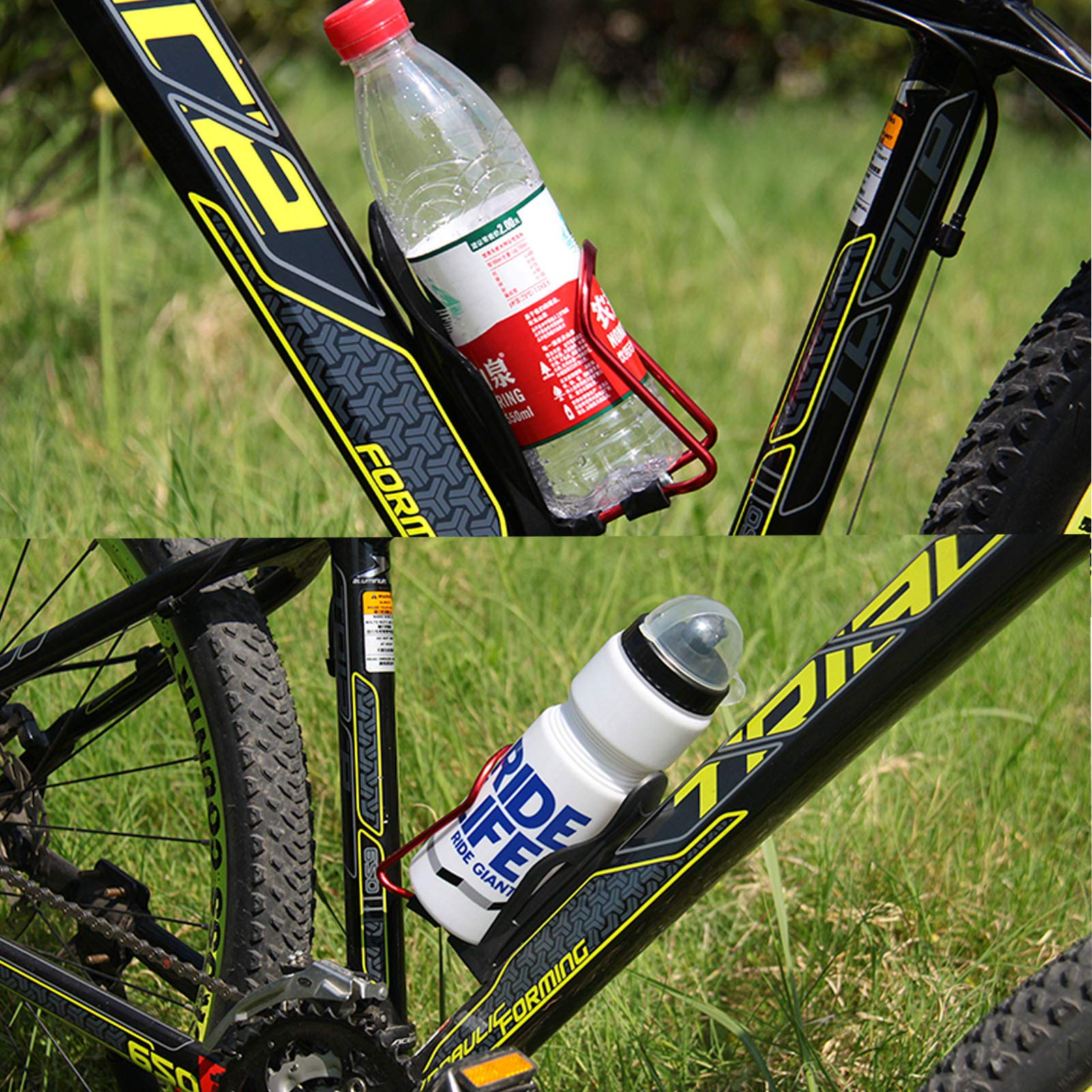 Lightweight Adjustable Aluminum Alloy Bike Water Bottle Cage - Red Bicycle Water Bottle Holder for Road, Mountain & Commuter Bikes