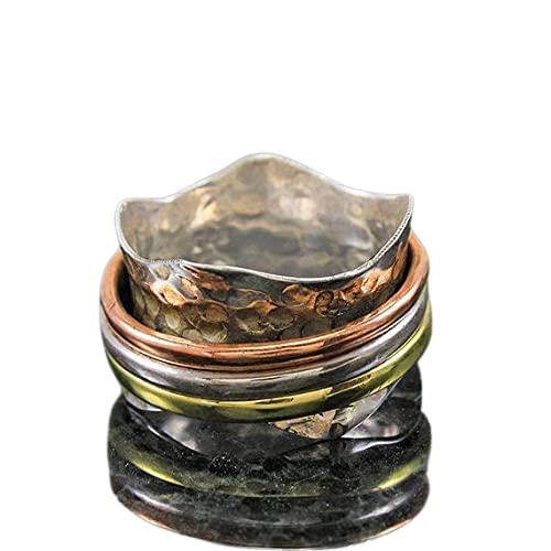 925 Sterling Silver Spinner Ring - Handmade Meditation & Anxiety Relief Fidget Ring for Women, Unique Gift for Her - Perfect for Stress Relief, Focus, and Relaxation at Work or Home