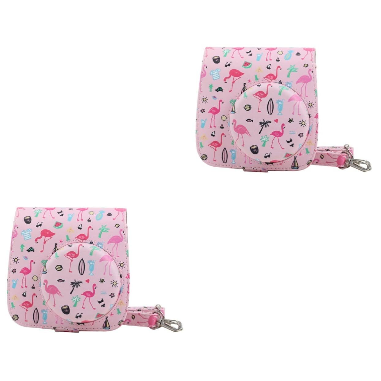 2pcs Pink Adorable Pattern Instant Camera Case Bag - Protective Cover for Fujifilm Instax Mini 9 - Perfect for Travel, Parties & Photo Shoots