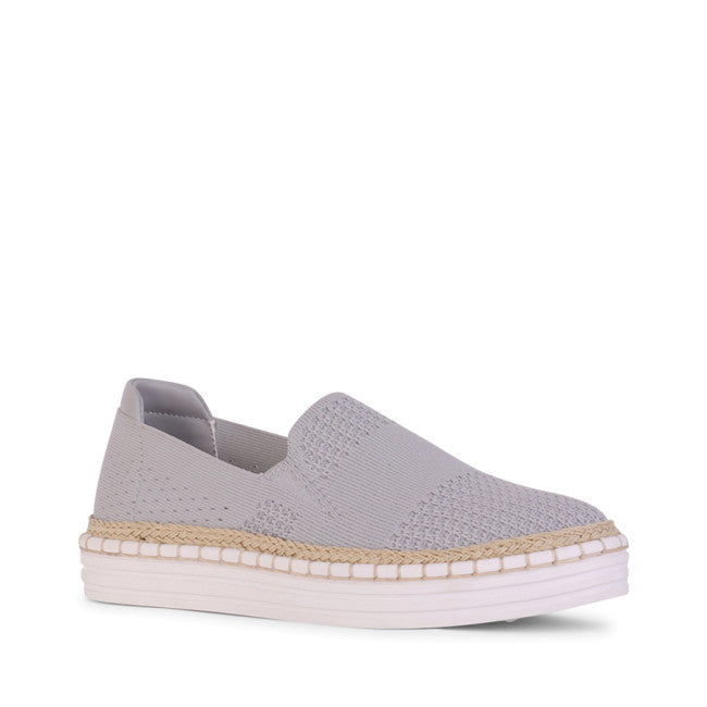 Queen Slip On Sneakers - Grey Knit Women's Comfortable Walking Shoes | Casual Fashion for Everyday Wear, Travel & Work