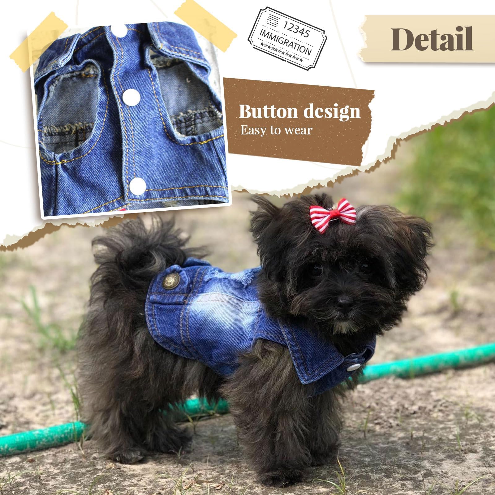 Stylish Blue Denim Dog Jacket - Small Pet Outfits for Small & Medium Dogs & Cats - Puppy Shirts, Doggy Costume Clothing for Shih Tzu, Chihuahua, Yorkie & Teacup Breeds - Perfect for Outdoor Walks, Pet Fashion & Photo Shoots
