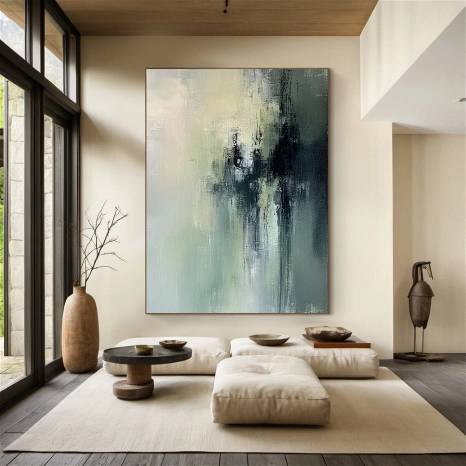 Blue & Green Abstract Wall Art Canvas Print #BG115 - Modern Home Decor for Living Room, Bedroom & Office