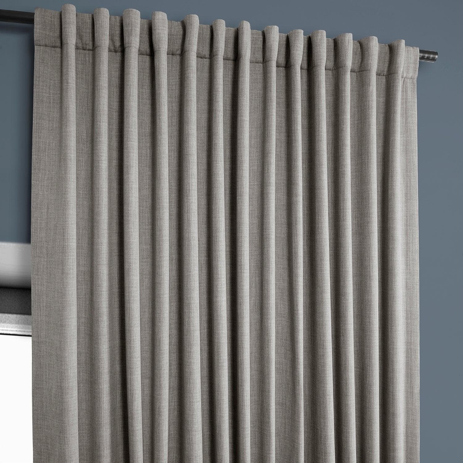 Extra Wide Textured Faux Linen Blackout Curtains for Living Room & Bedroom - Noise Reducing Thermal Insulated Window Drapes for Home Decor