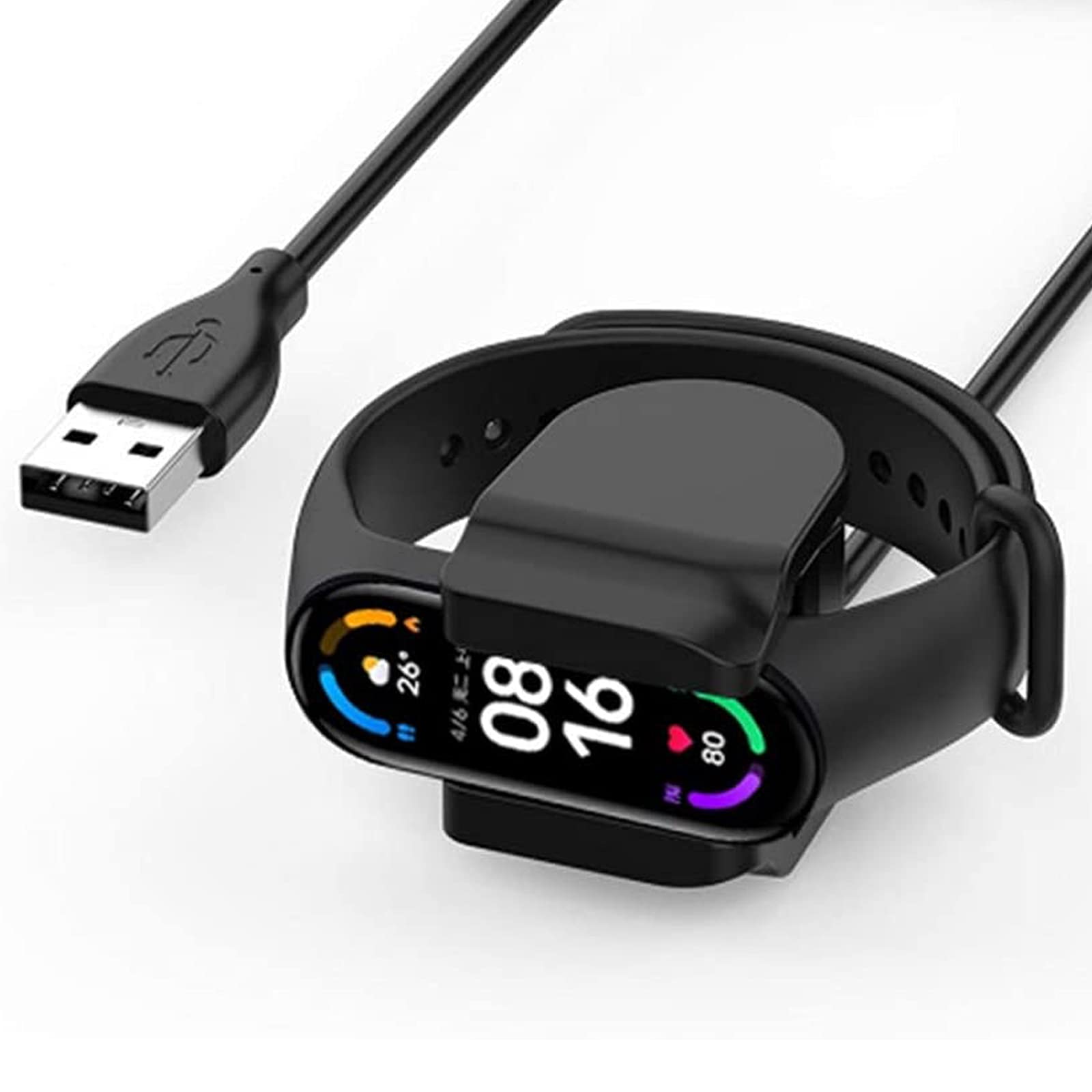 **Lamshaw USB Charging Clip Dock Replacement - Compatible with Amazfit Band 5 & Band 7 Fitness Tracker - Fast Charging Cable (Black) - Perfect for Home, Gym & Travel**