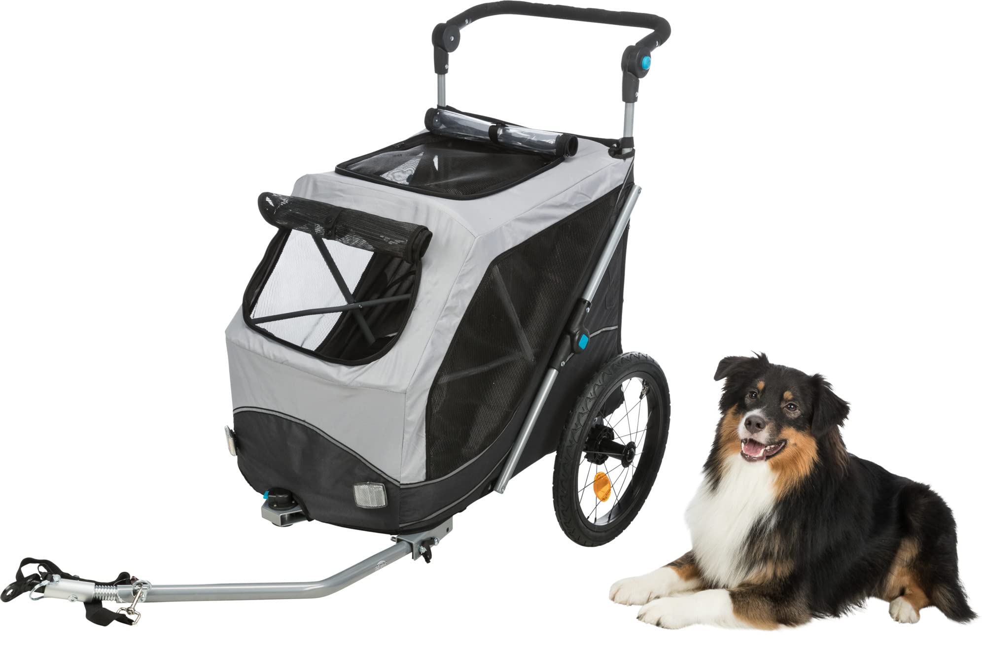 TRIXIE Quick-Fold Convertible Dog Bike Trailer & Pet Stroller - Easy Setup & Compact Fold - Perfect for Cycling, Jogging & Outdoor Adventures with Your Pet