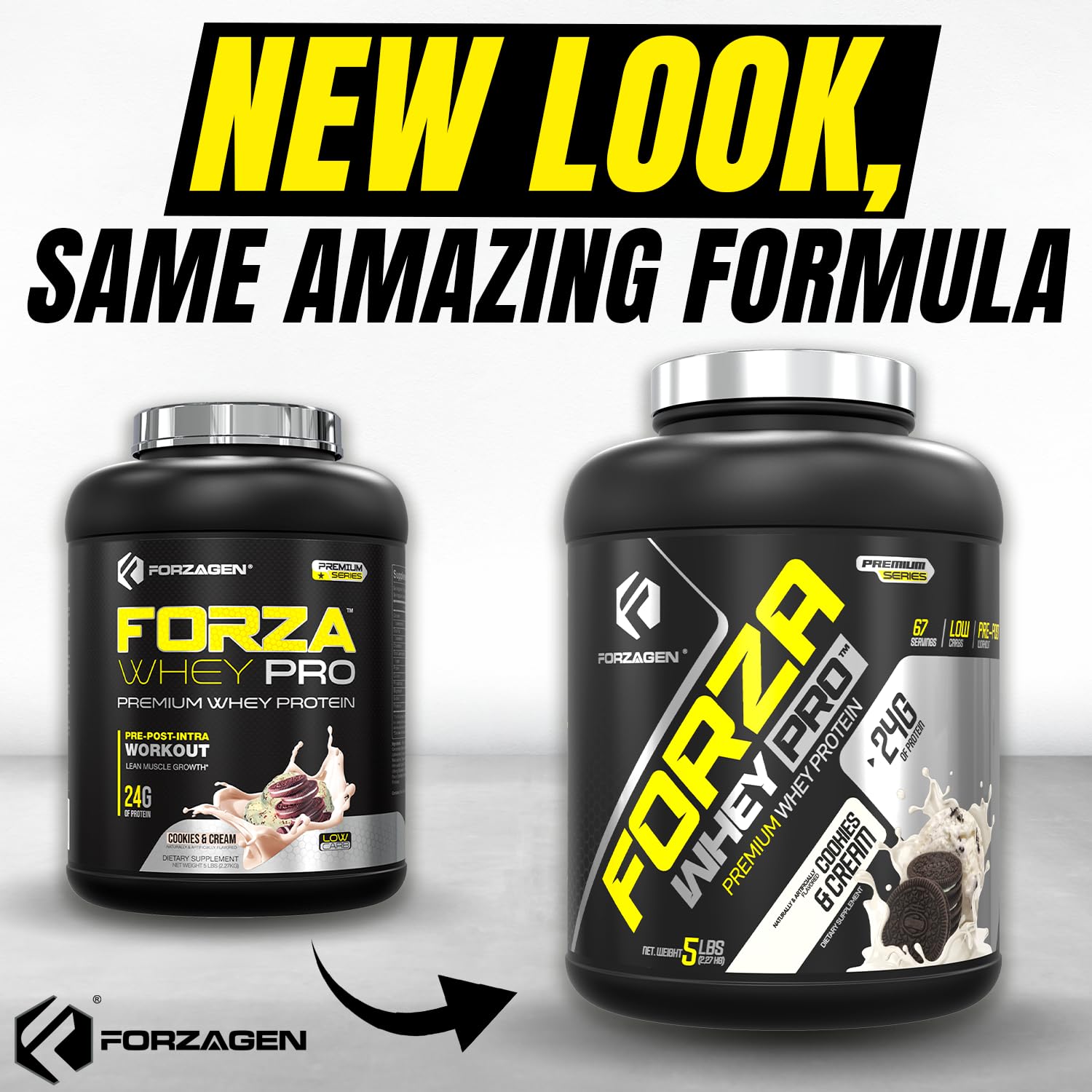 Forzagen Whey PRO Low Carb Protein Powder - 24g Protein per Serving, Low Sugar, Premium Whey Isolate for Men & Women | Cookies & Cream Flavor, 5 lbs (67 Servings) | Post-Workout Recovery, Muscle Building, Healthy Shakes & Smoothies