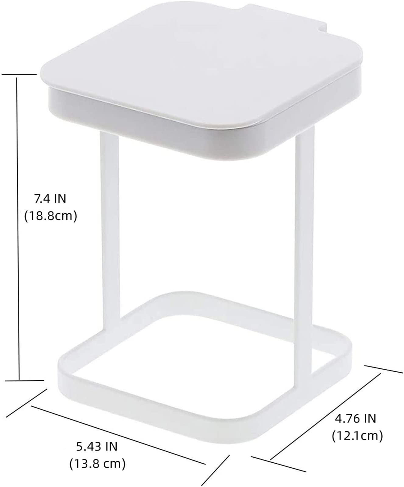 Stainless Steel Countertop Trash Can with Garbage Bag Holder - Compact Kitchen Waste Bin for Home, Office, or RV (White) | Perfect for Small Spaces, Under Sink, and Countertop Organization