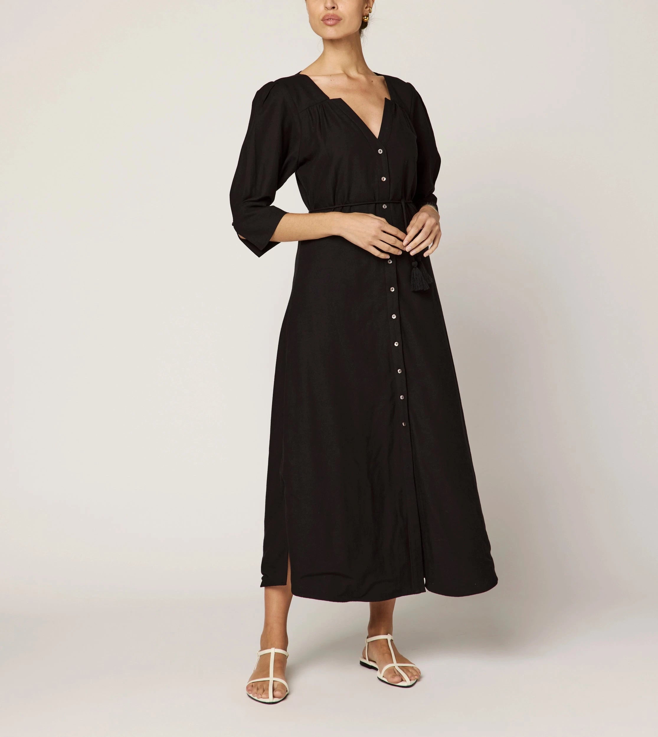 Paria Midi Dress for Women - Elegant Black Flowy Summer Dress | Perfect for Beach Vacation, Date Night & Casual Outings
