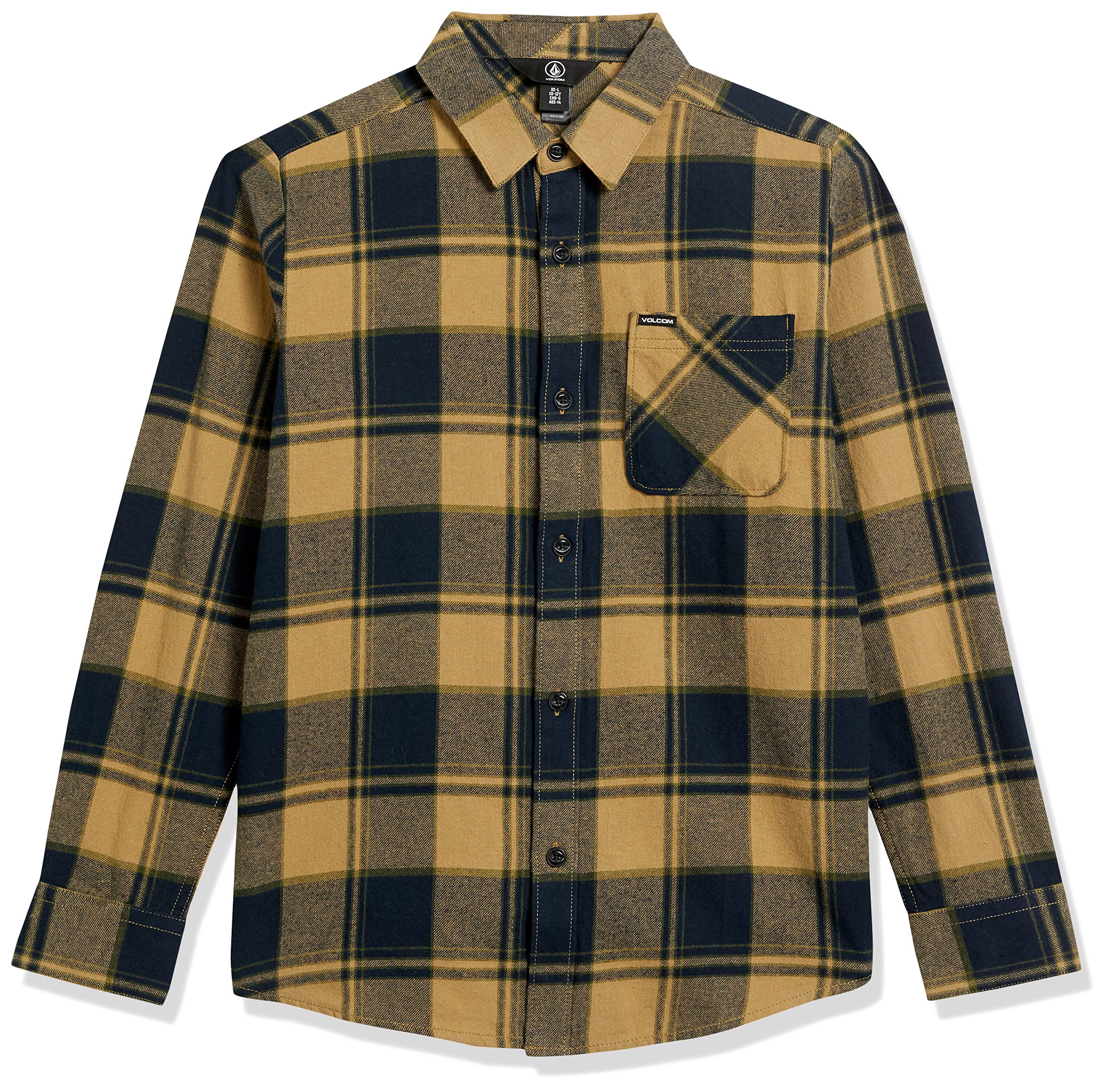 Volcom Boys' Caden Plaid Long Sleeve Flannel Shirt - Big & Little Boys Sizes (2T-14) - Soft Cotton Button-Up for School, Playdates & Outdoor Adventures