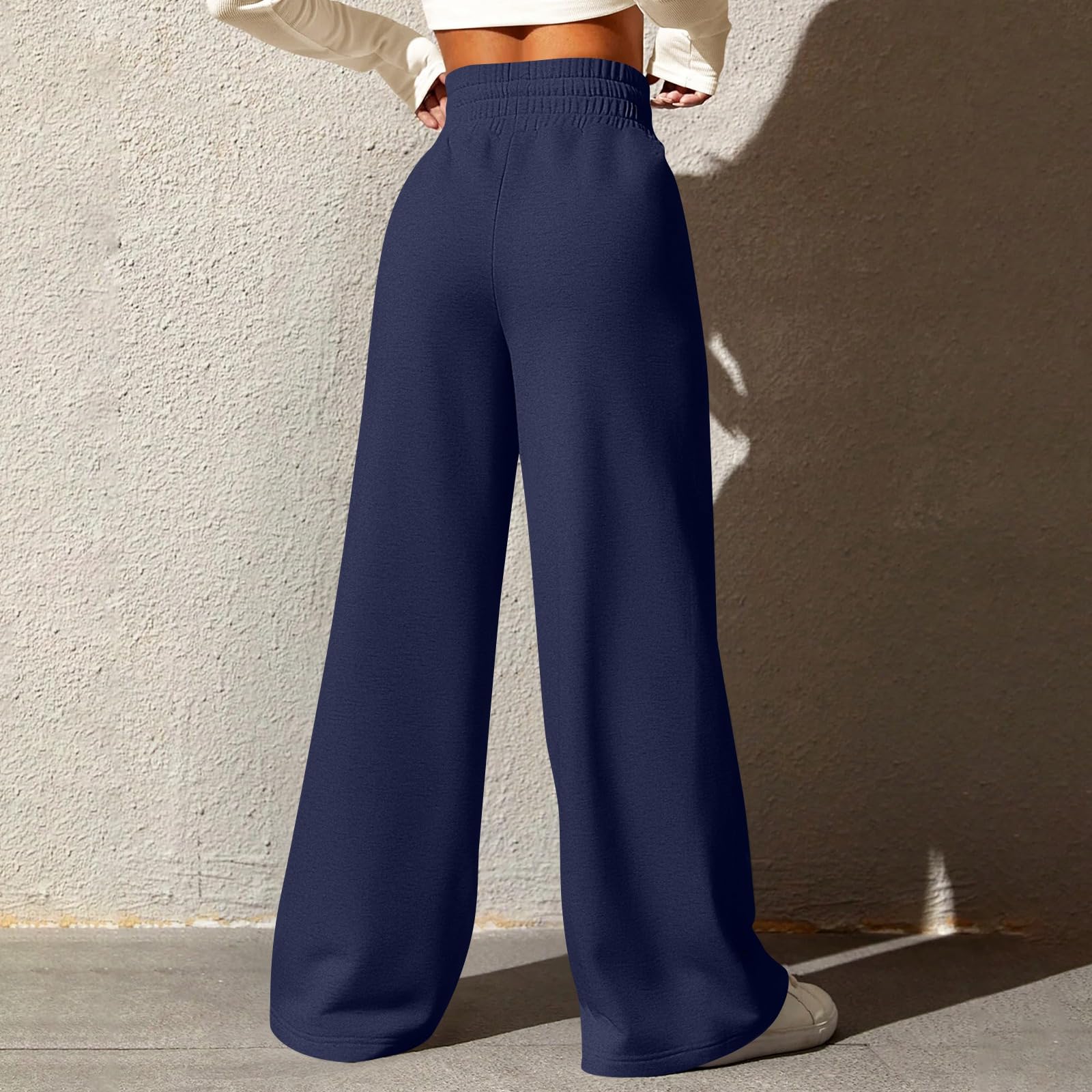 Women's Wide Leg Sweatpants - Winter Baggy Straight Leg Lounge Pants with Pockets, Plus Size Drawstring Flare Joggers for Yoga, Running & Casual Wear