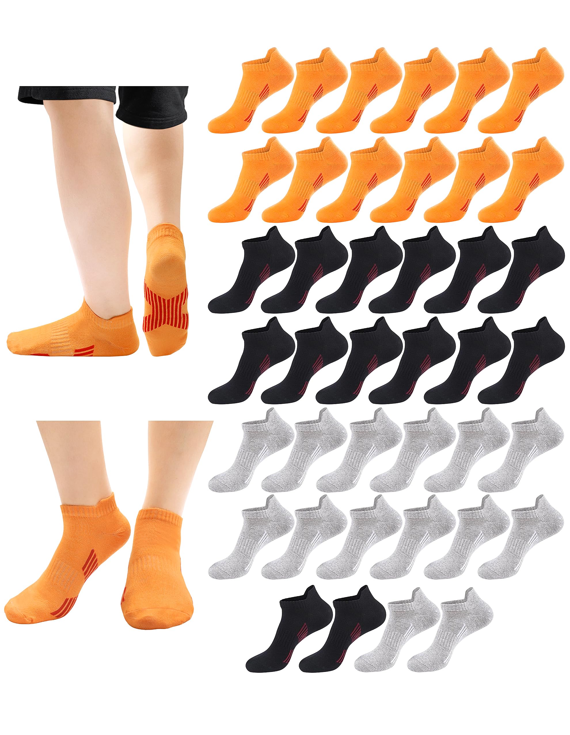 Yawlsow 20 Pairs Men's Running Ankle Socks - Moisture Wicking Athletic Low Cut Socks for Men, Breathable Cotton Short Bulk Socks - Perfect for Running, Workout, Sports & Daily Wear