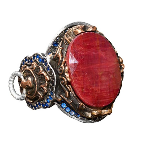 925 Sterling Silver Lion Ring with Gemstone for Men - Gold Plated Birthstone Jewelry for Gifts