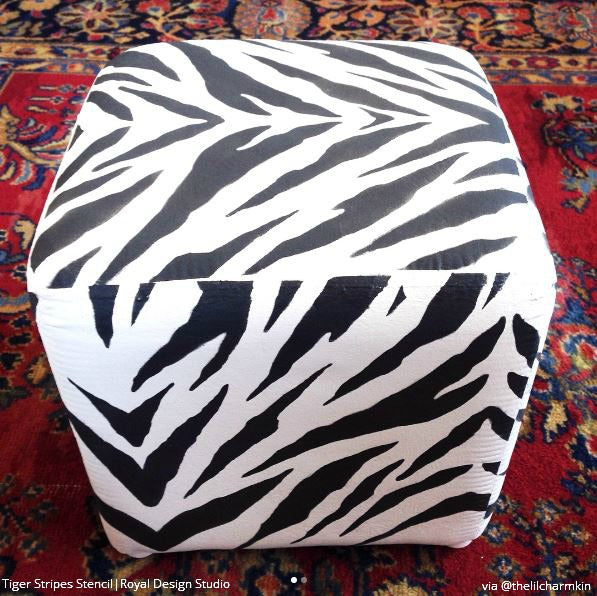 Zebra Stripes Furniture Stencil - DIY Wood Painting Template for Home Decor, Cabinets & Walls - Perfect for Animal Print Designs, Nursery Room Makeover & Boho Chic Style Projects