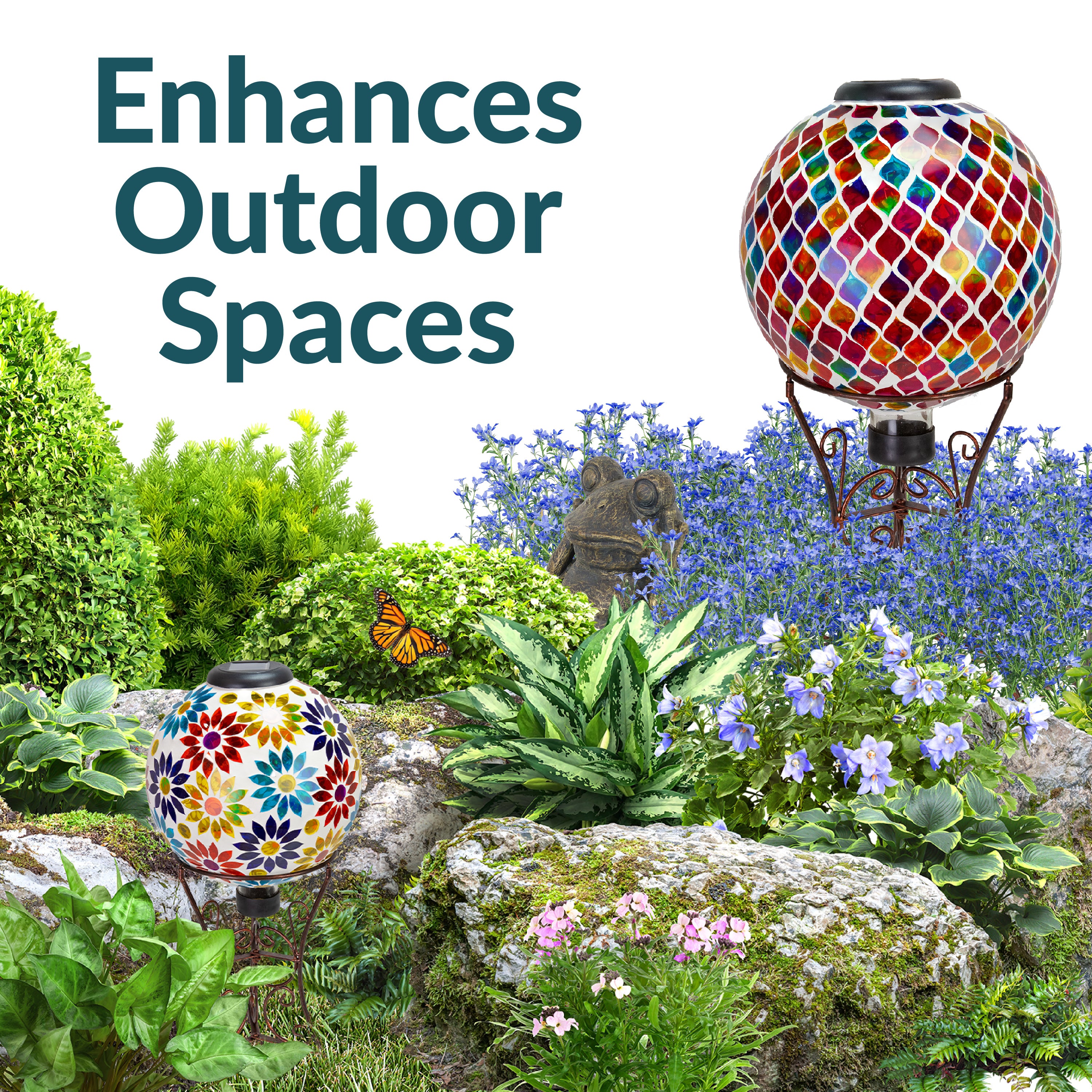 Black Steel Decorative Scroll Outdoor Gazing Ball Stand - 11