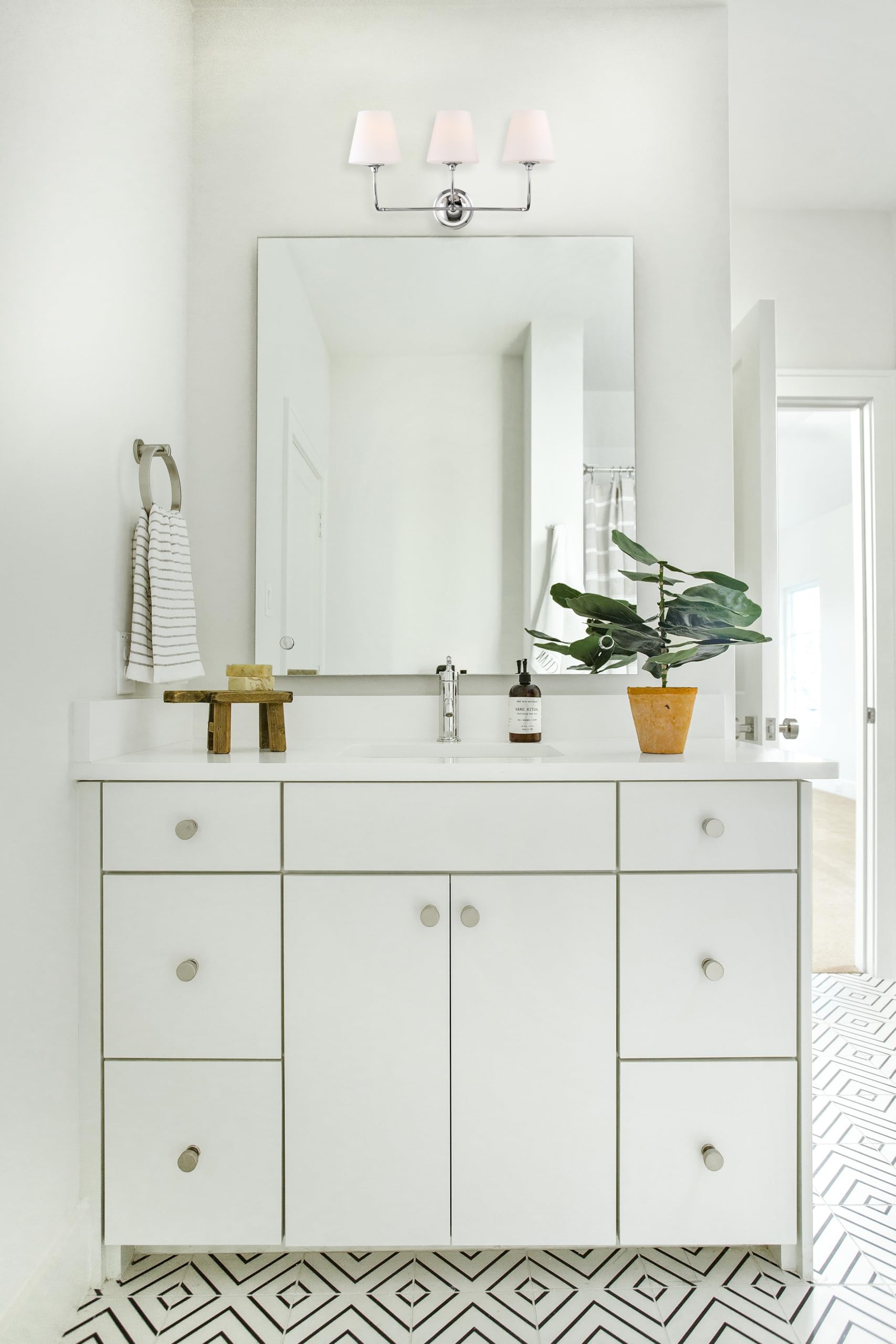 Crystorama Libby Langdon Sylvan 3-Light Polished Chrome Bathroom Vanity Light Fixture - Perfect for Modern Bathroom, Powder Room, and Dressing Area Lighting