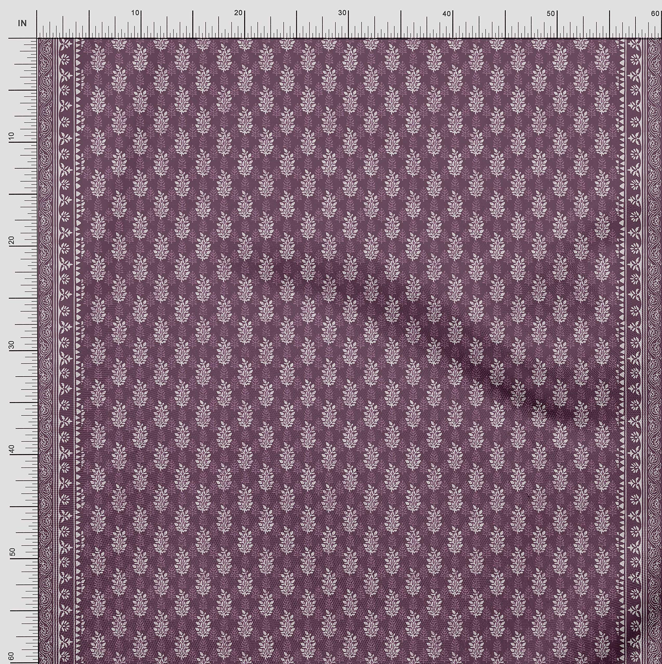 Soimoi Moss Georgette Brown Fabric by The Yard - 42 Inch Wide Printed Leaves Panel for Dresses, Curtains & Home Decor - Serene Nature Inspired Fabric for DIY Sewing Projects