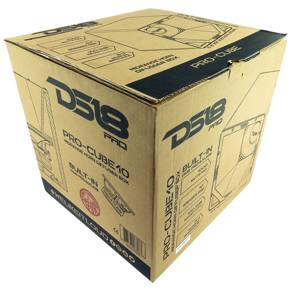 DS18 Audio PRO Cube 10-in Stackable 12x12x12 Speaker Box with Diffuser & PRO-EXL108 Subwoofer - High Performance Sound System for Car Audio, Home Theater, and Live Events - PROCUBE10