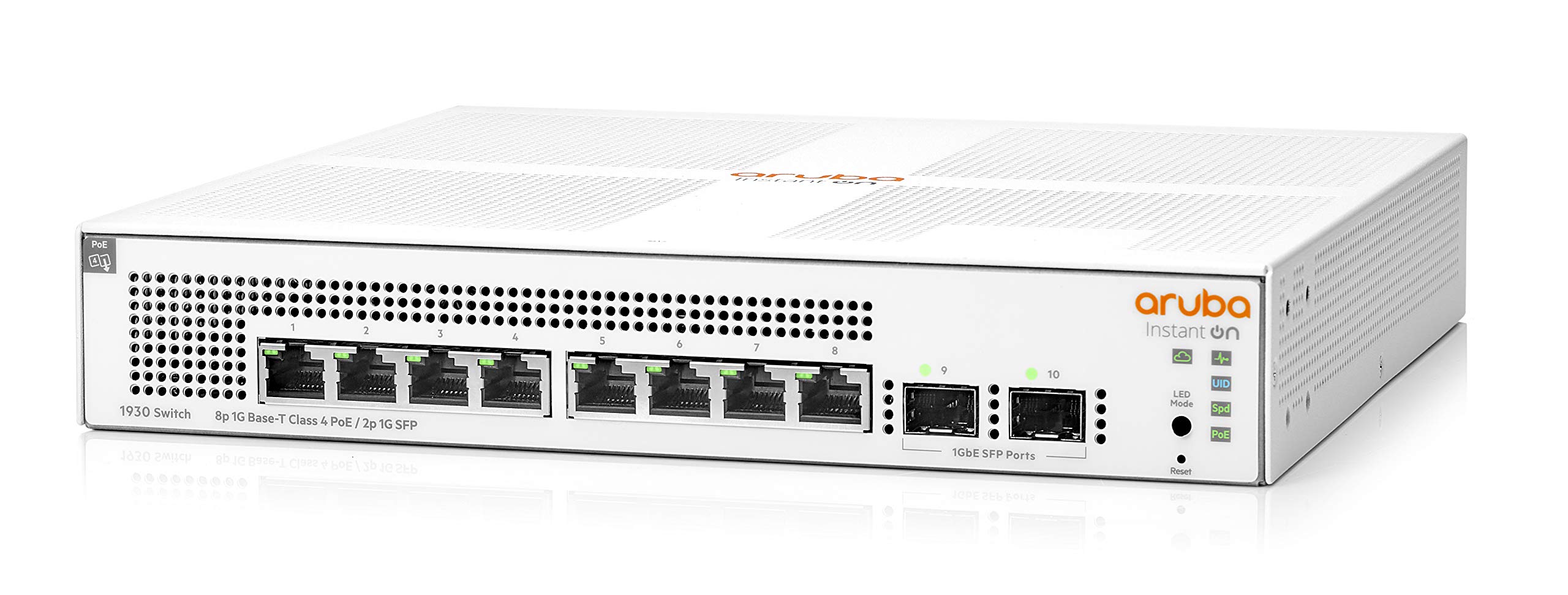 HPE 1930 8-Port Gigabit Smart Managed Layer 2+ PoE Switch | 8x 1G Ports + 2x SFP | 124W PoE Budget | UK Power Cord (JL681A#ACC) | Ideal for Small Business Networks & Office Connectivity
