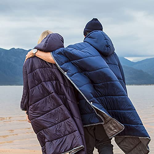 Wearable Cloak for Adults - Cotton Sleeping Bag for Outdoor Camping, Cold-Proof Portable Quilt - All-Season Comfort for Travel & Hiking (Gray) - Perfect for Backpacking, Picnics, and Outdoor Adventures